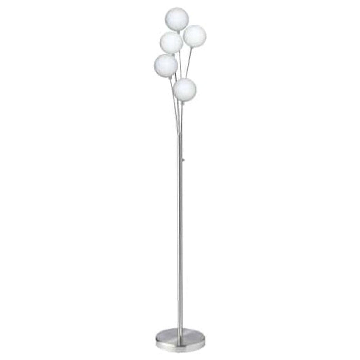 Elegance Satin Chrome Multi-Head Floor Lamp with White Globe Shades