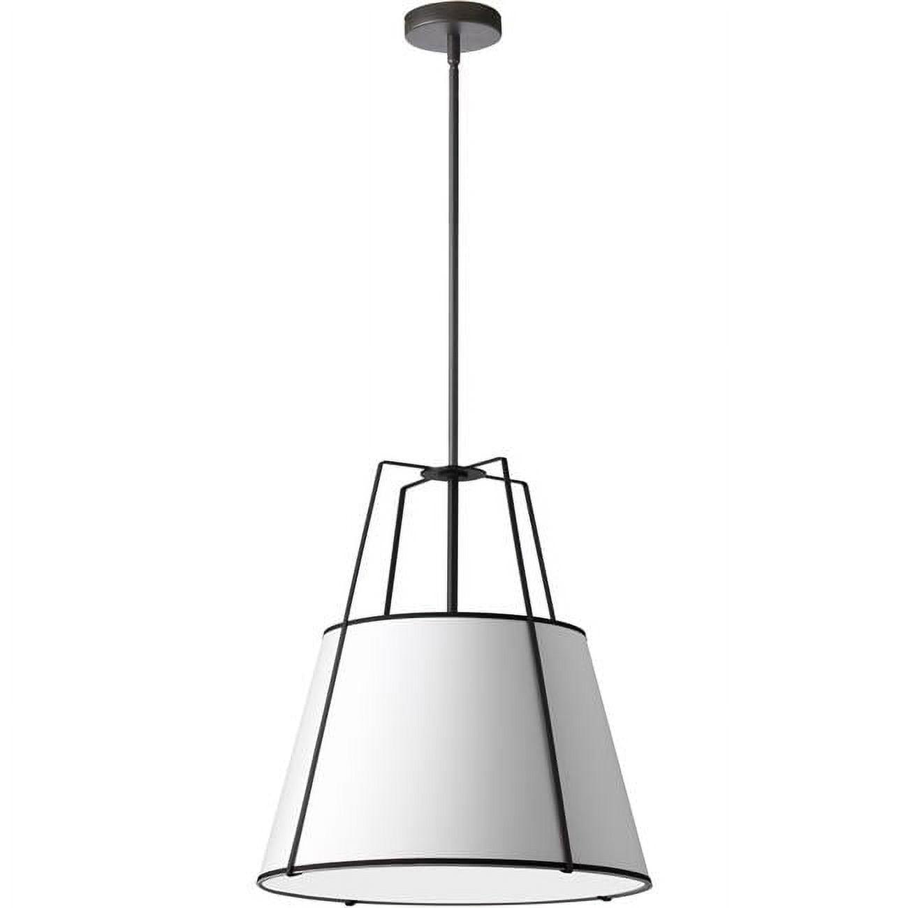 Matte Black 18" Modern Drum Pendant Light with White Shade