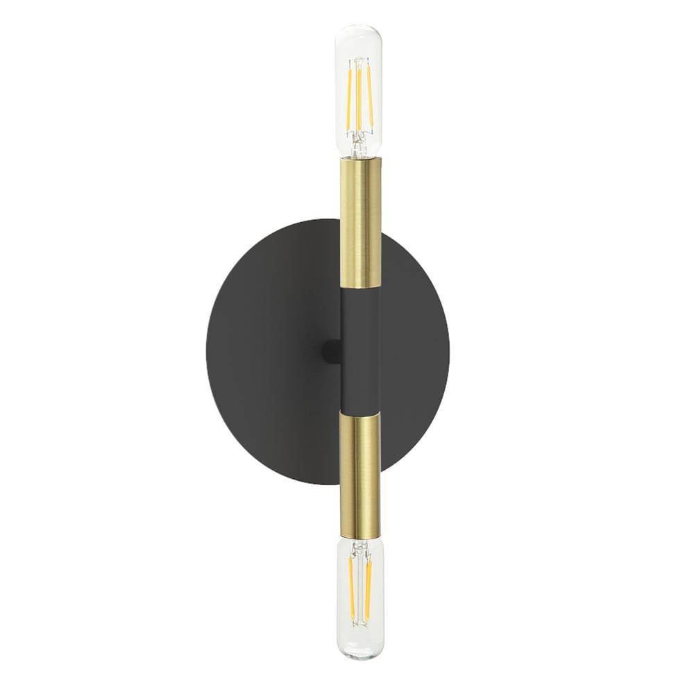 Modern Matte Black & Aged Brass Dimmable Wall Sconce