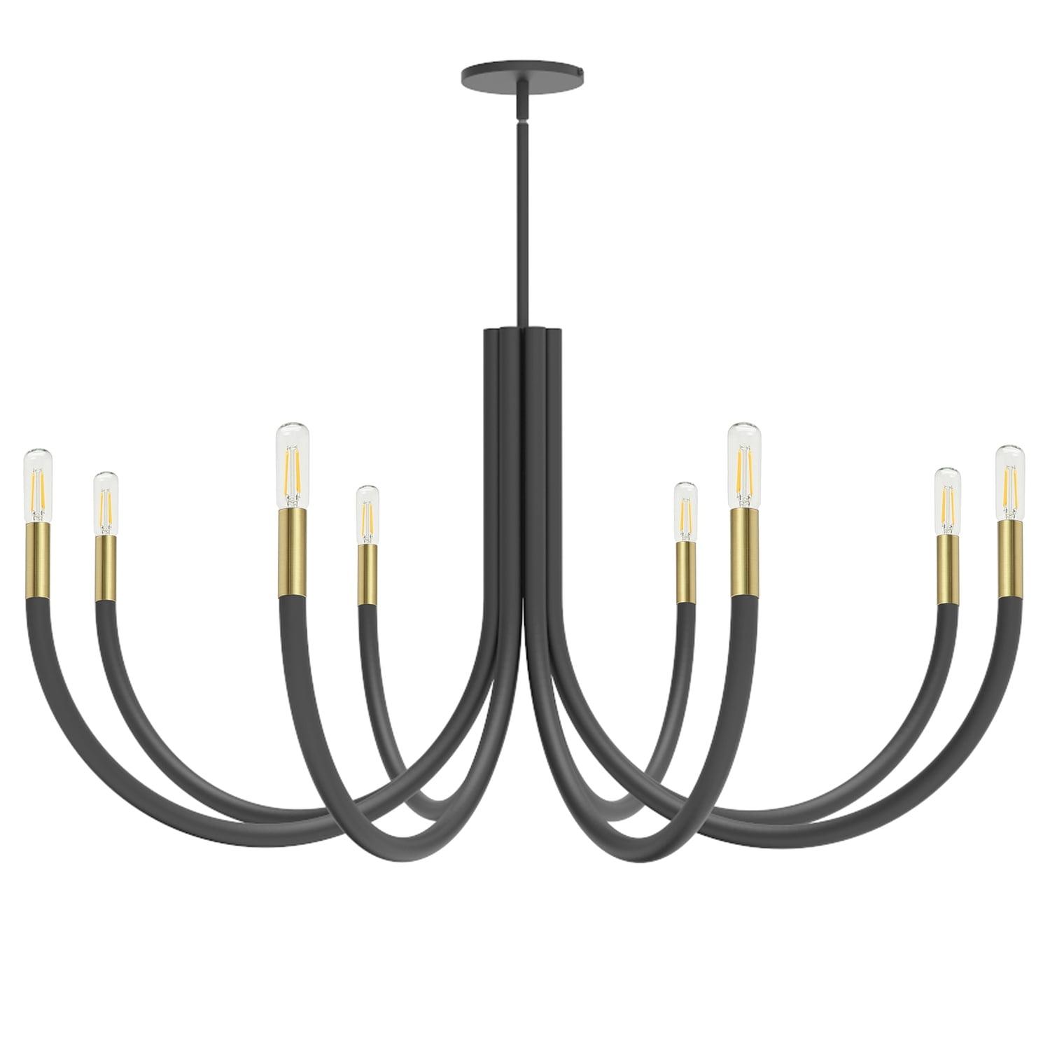 Elegant 38" Matte Black Modern Chandelier with 8 Candlestick Lights