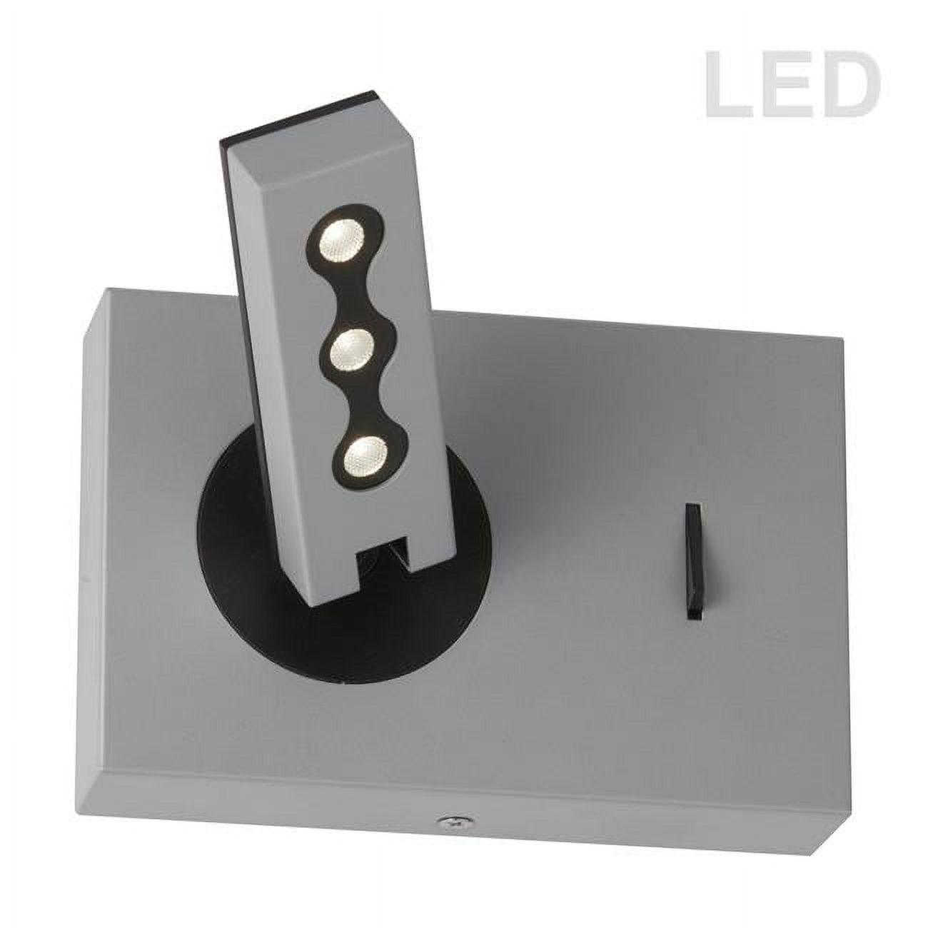 Modern Silver LED Wall Sconce with Ambient Lighting, 6" Width