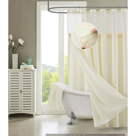 Dainty Home Complete Shower Curtain With Detachable Liner - Ivory