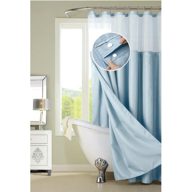 Dainty Home Complete Shower Curtain With Detachable Liner - Sky Blue