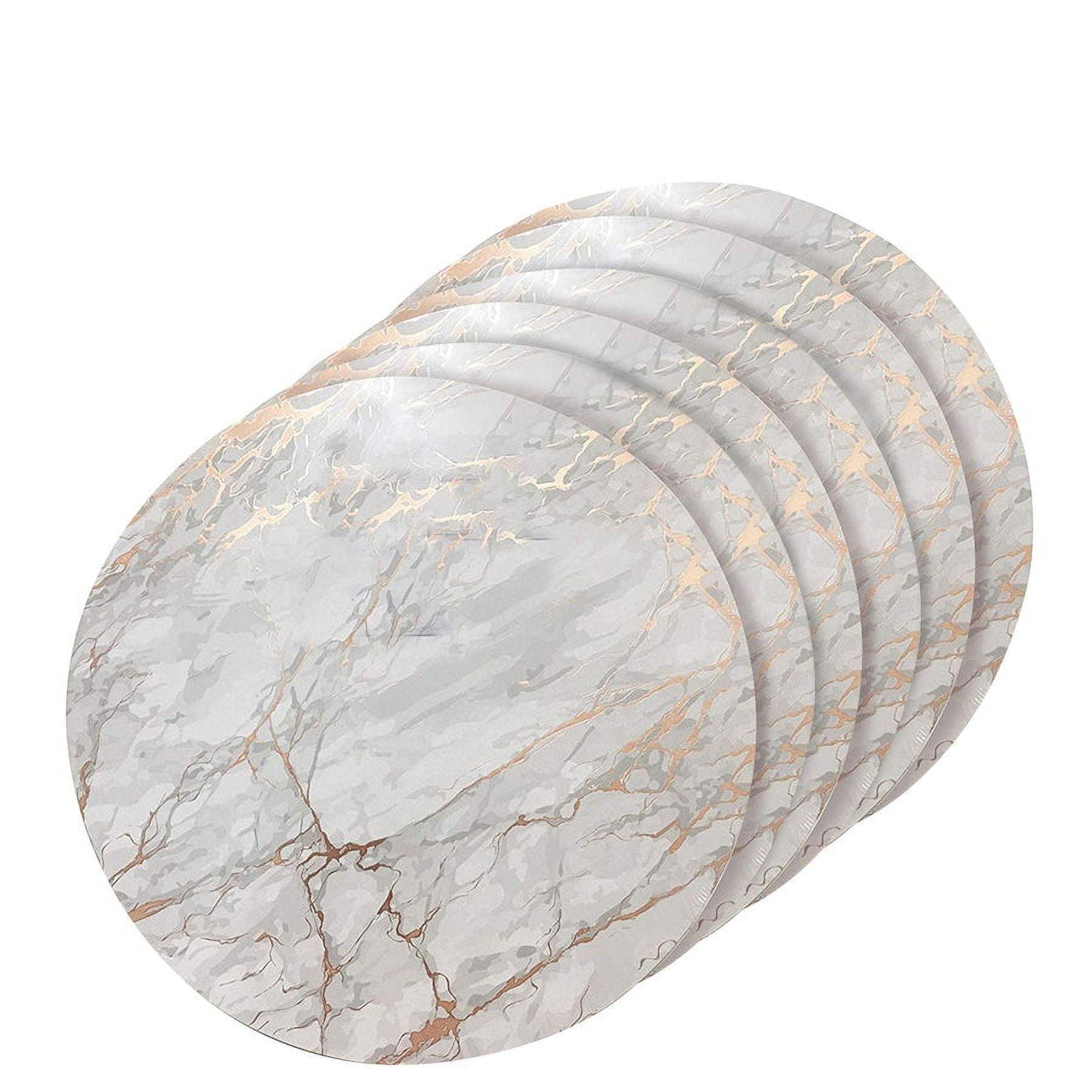 Dainty Home Marble Cork 15" Round  Placemats Set Of 6 - Navy