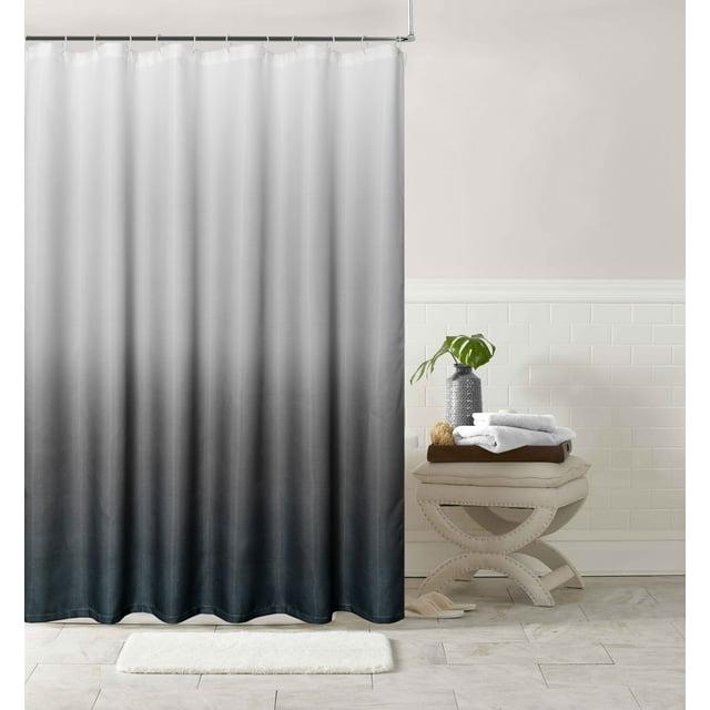 Dainty Home 3D Printed Ombre Textured Waffle Weave Shower Curtain - Black