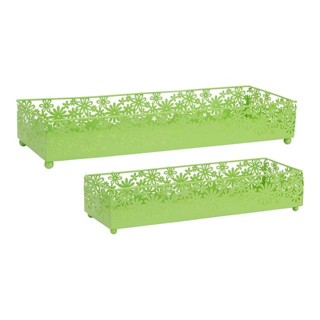 Daisy Trays (Set Of 4) 13.5", 17.5"L Metal
