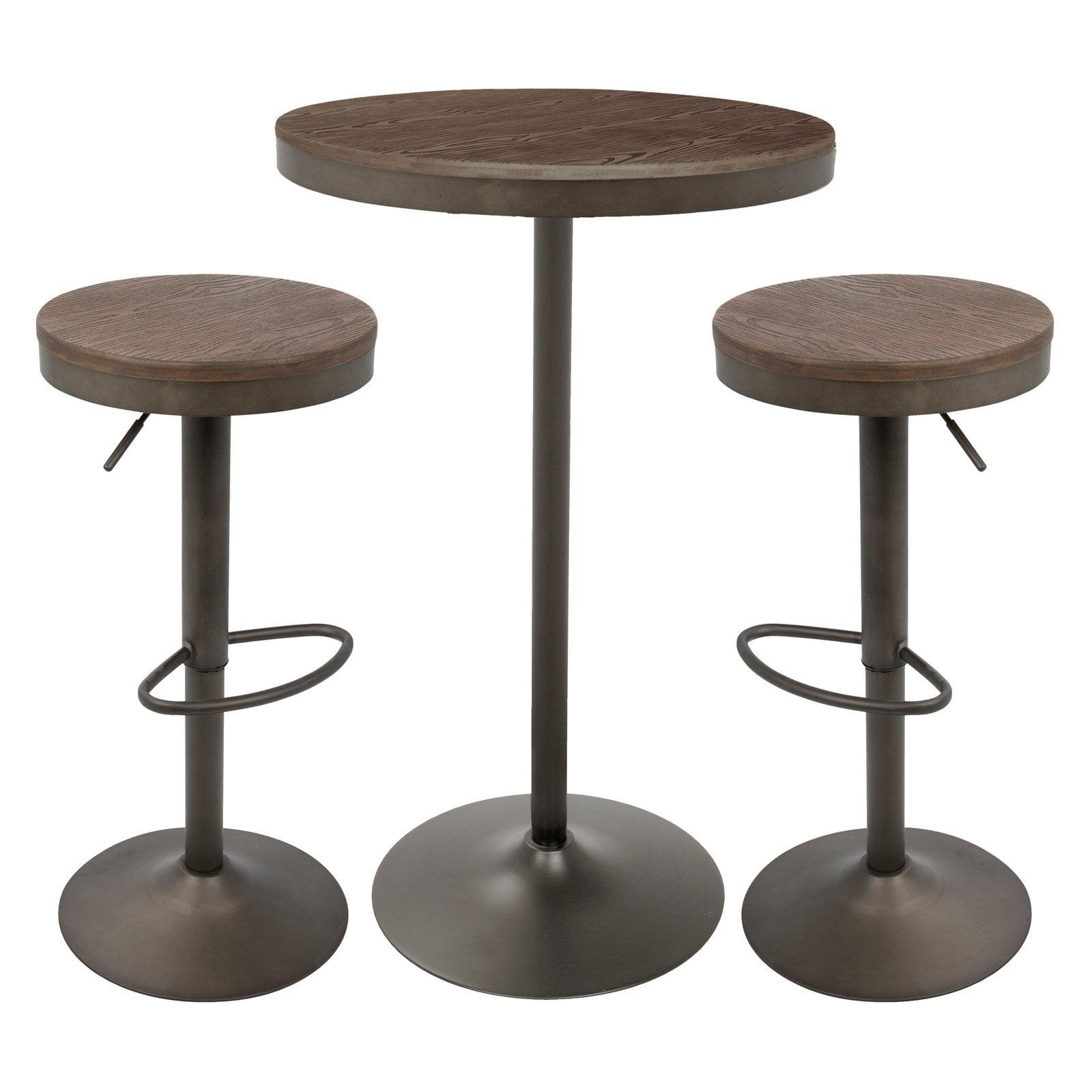 Dakota 3-Piece Black and Brown Industrial Pub Set