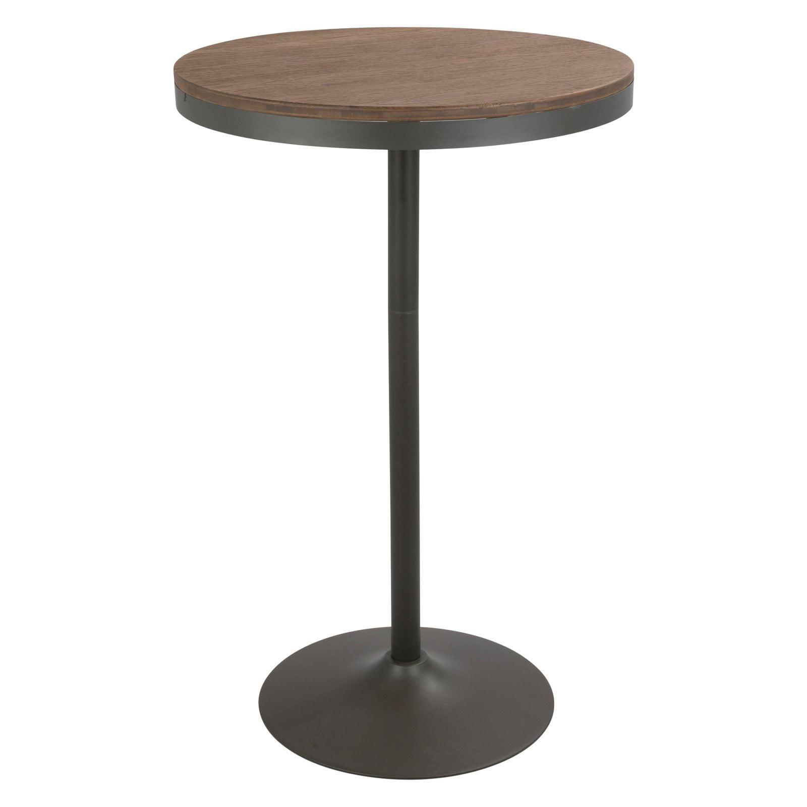 Dakota 27" Round Grey-Brown Industrial Adjustable Bar Height Table