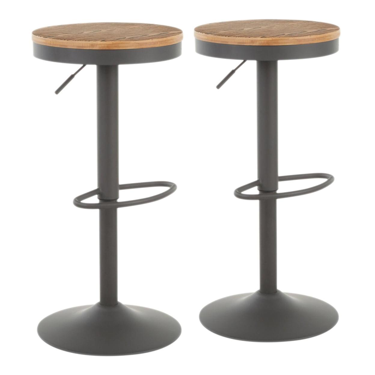 Set of 2 Dakota Adjustable Industrial Barstools Gray - LumiSource