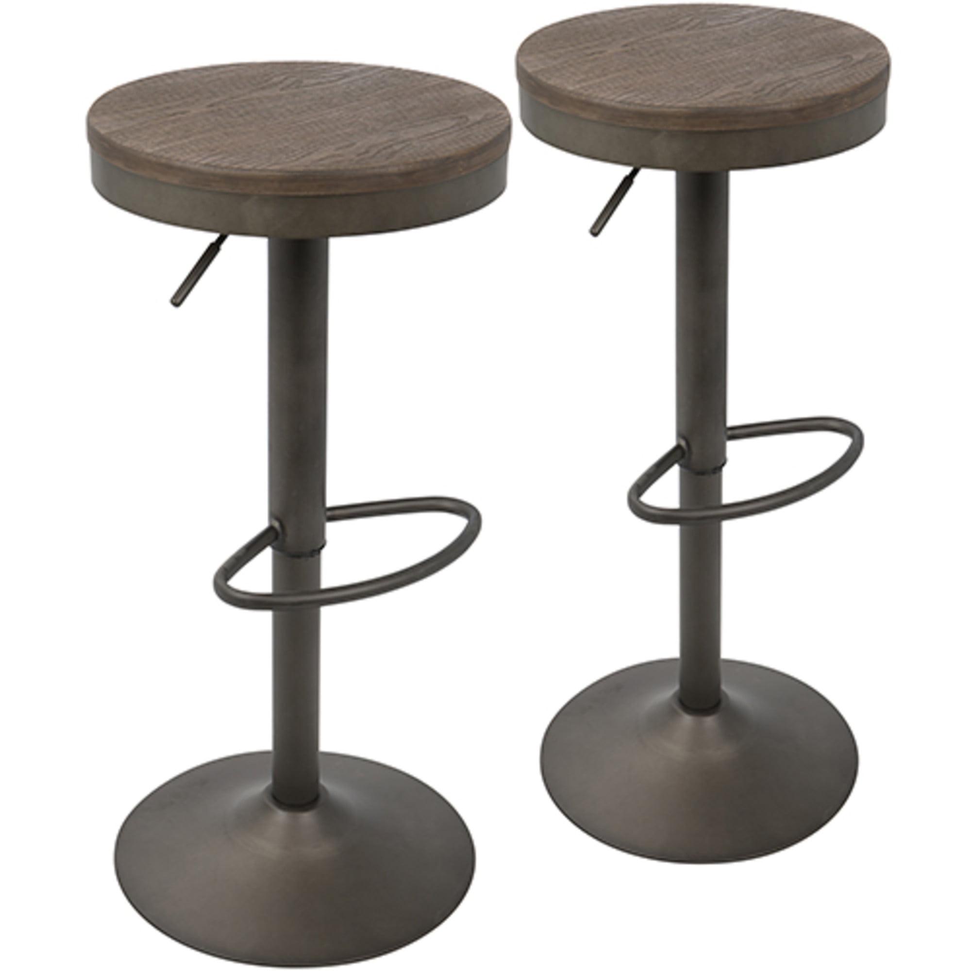 Set of 2 Dakota Adjustable Industrial Barstools - LumiSource