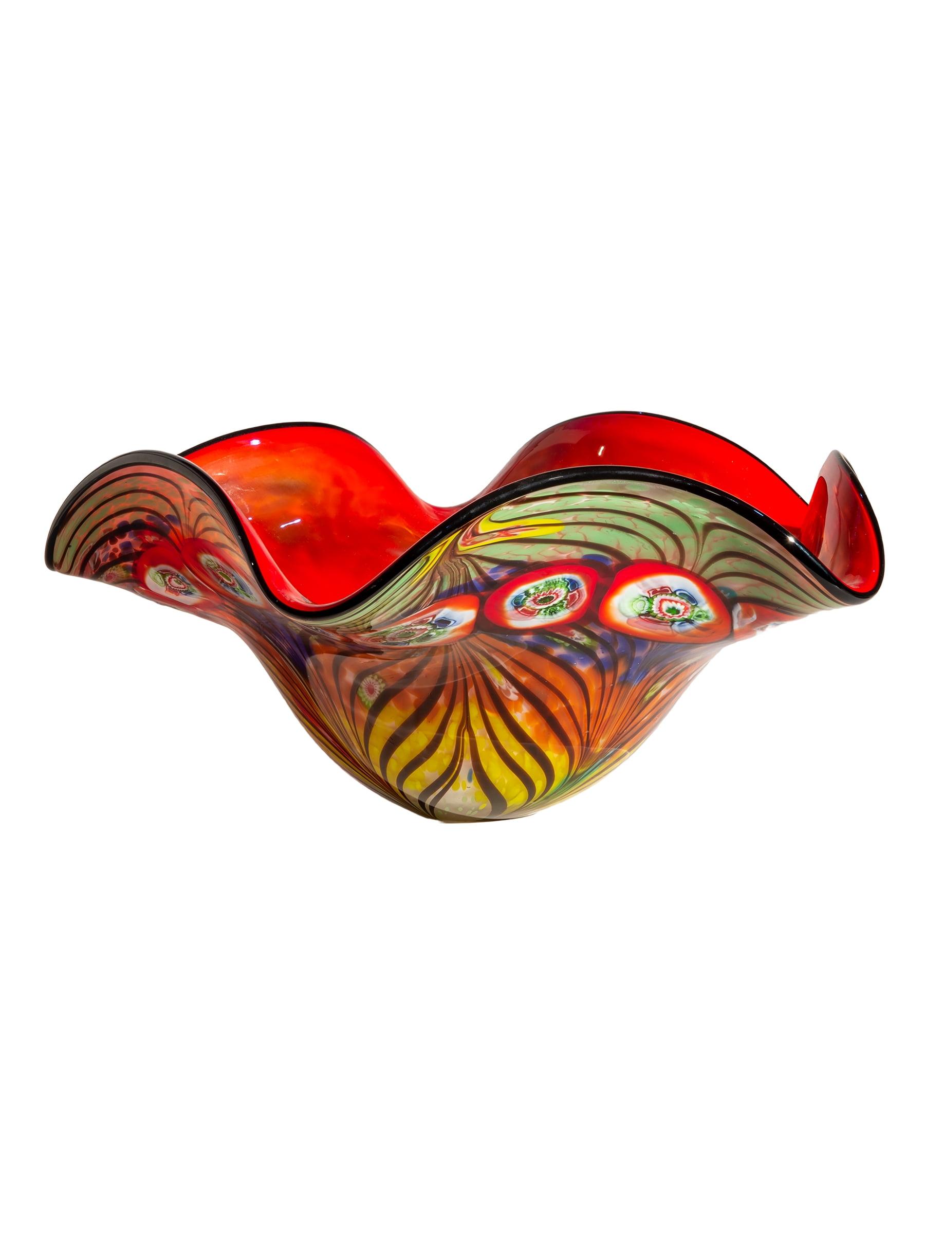 Albie 15.5" Multicolor Hand Blown Art Glass Decorative Bowl