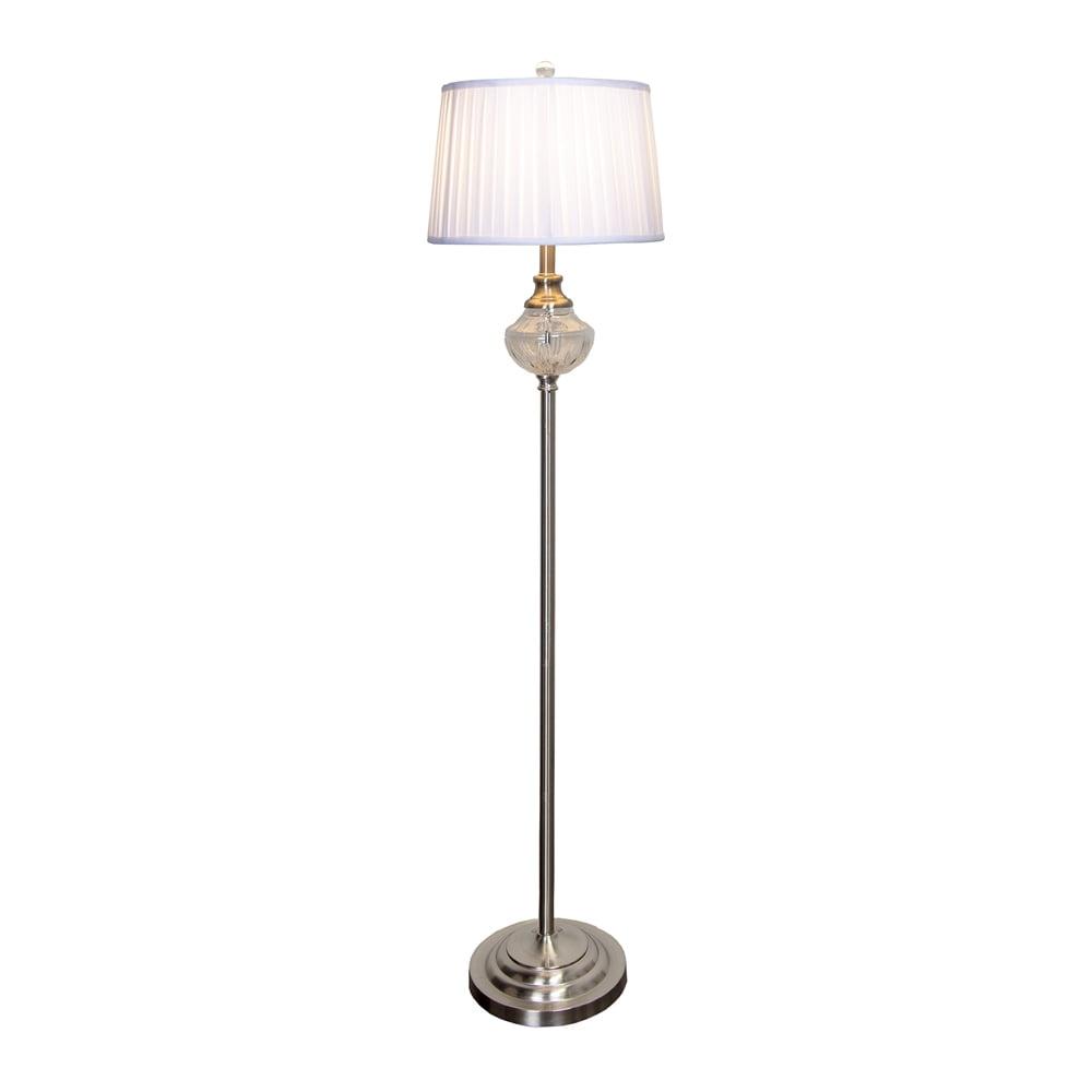 Alta Crystal Polished Nickel 58" Torchiere Floor Lamp with White Shade