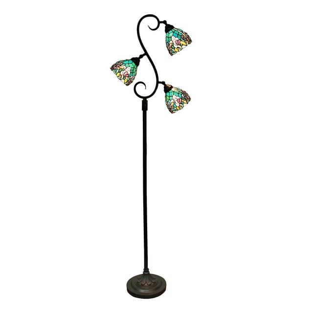 Dale Tiffany Alassio Teal 3-Light Tiffany Floor Lamp