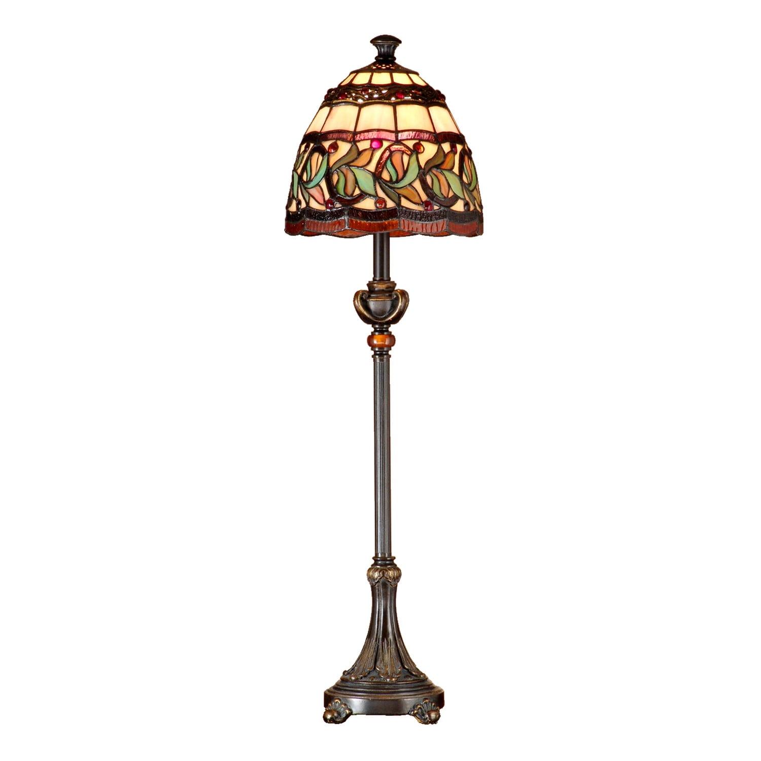 Multicolor Stained Glass and Bronze Floor Lamp