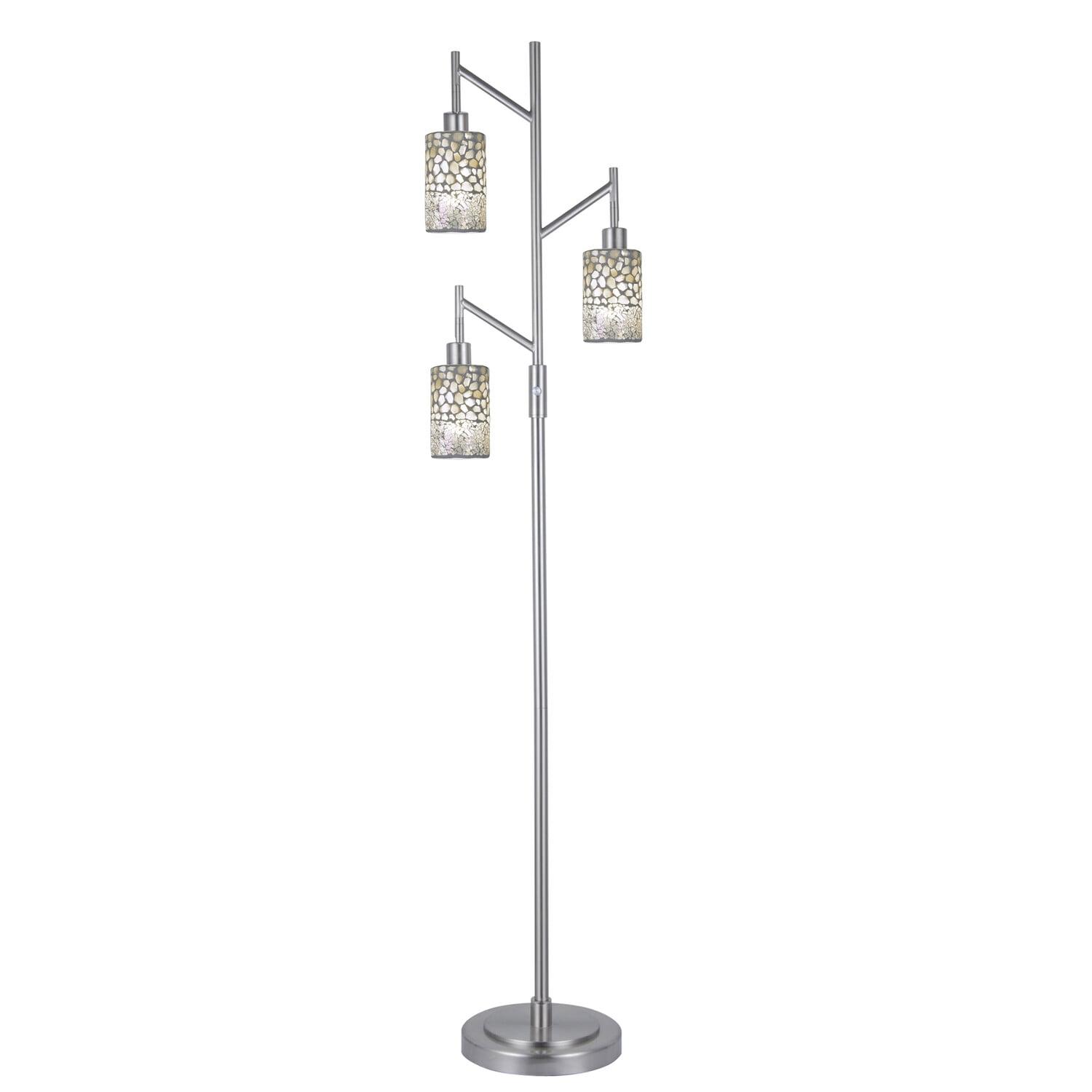 Satin Nickel 68" Adjustable 3-Light Mosaic Floor Lamp