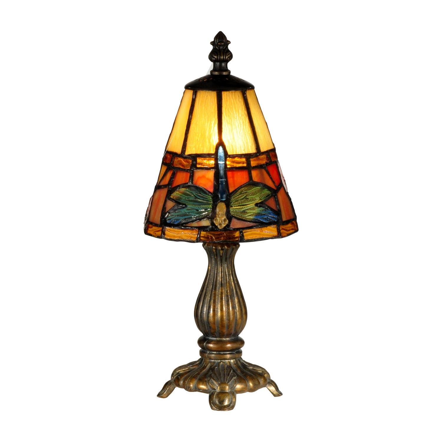 Cavan 13" Blue and Amber Stained Glass Accent Lamp