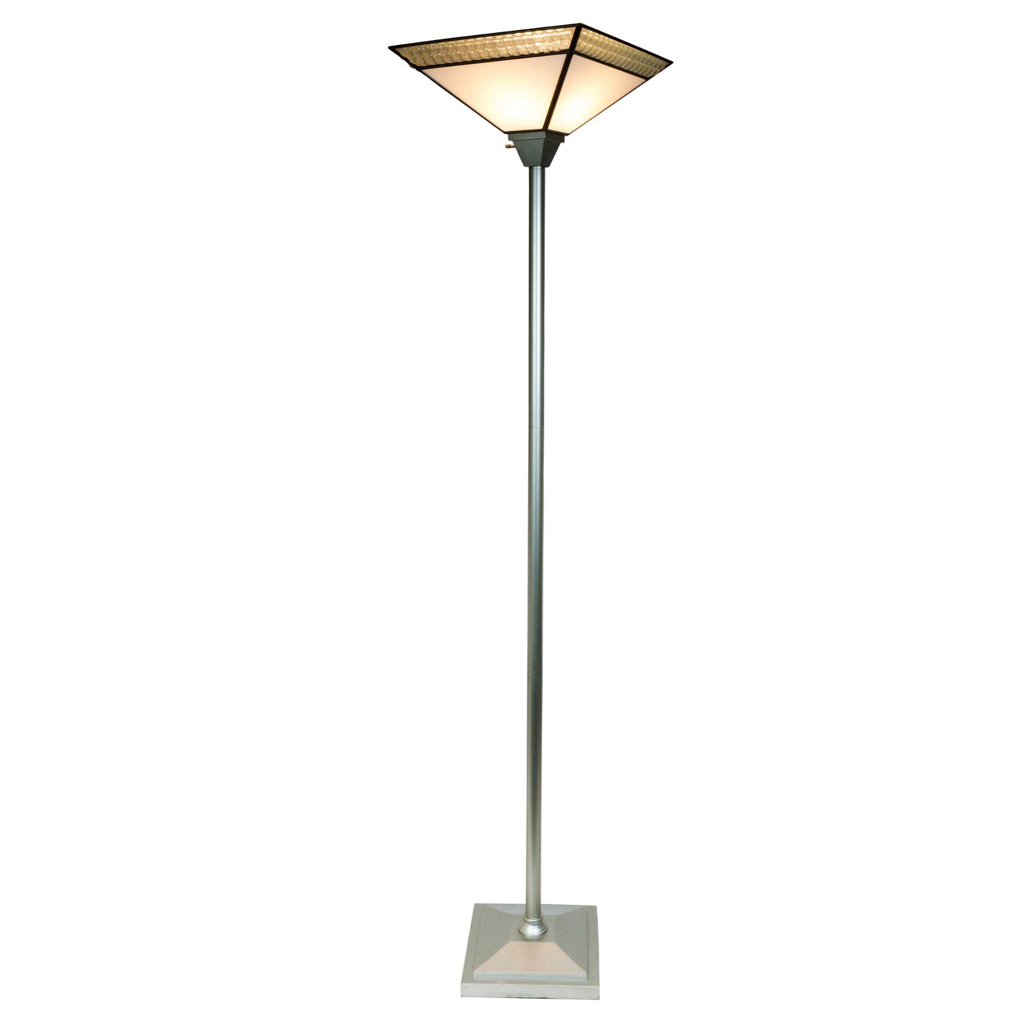 Leonetto 72" Silver Stained Glass Torchiere Floor Lamp
