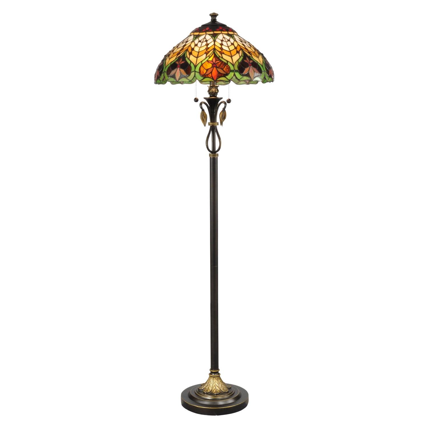 Sir Henry Tropical Getaway Stained Glass Floor Lamp in Antique Brass