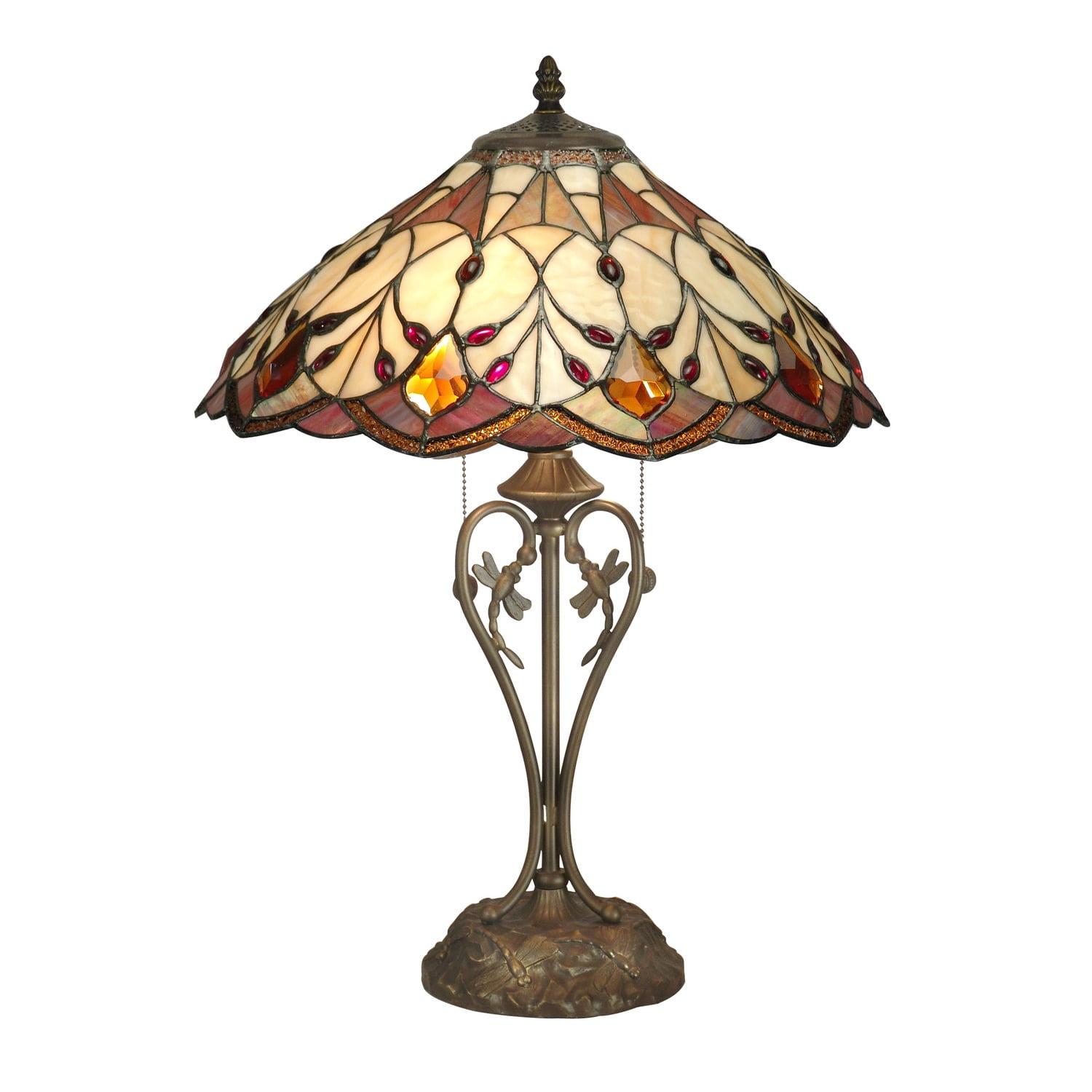 Marshall Antique Bronze Edison Table Lamp with Stained Glass Shade