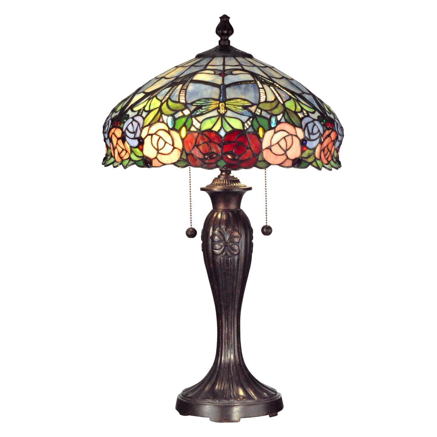 Zenia Rose 27" Blue and Multicolor Art Glass Table Lamp