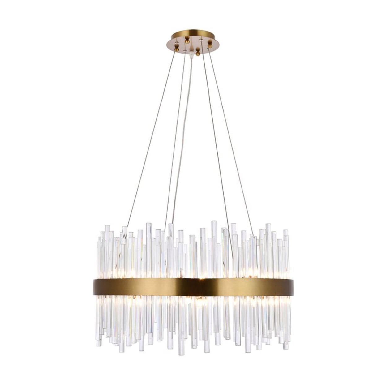 Dallas 16-Light Gold Chandelier with Clear Crystal Rods