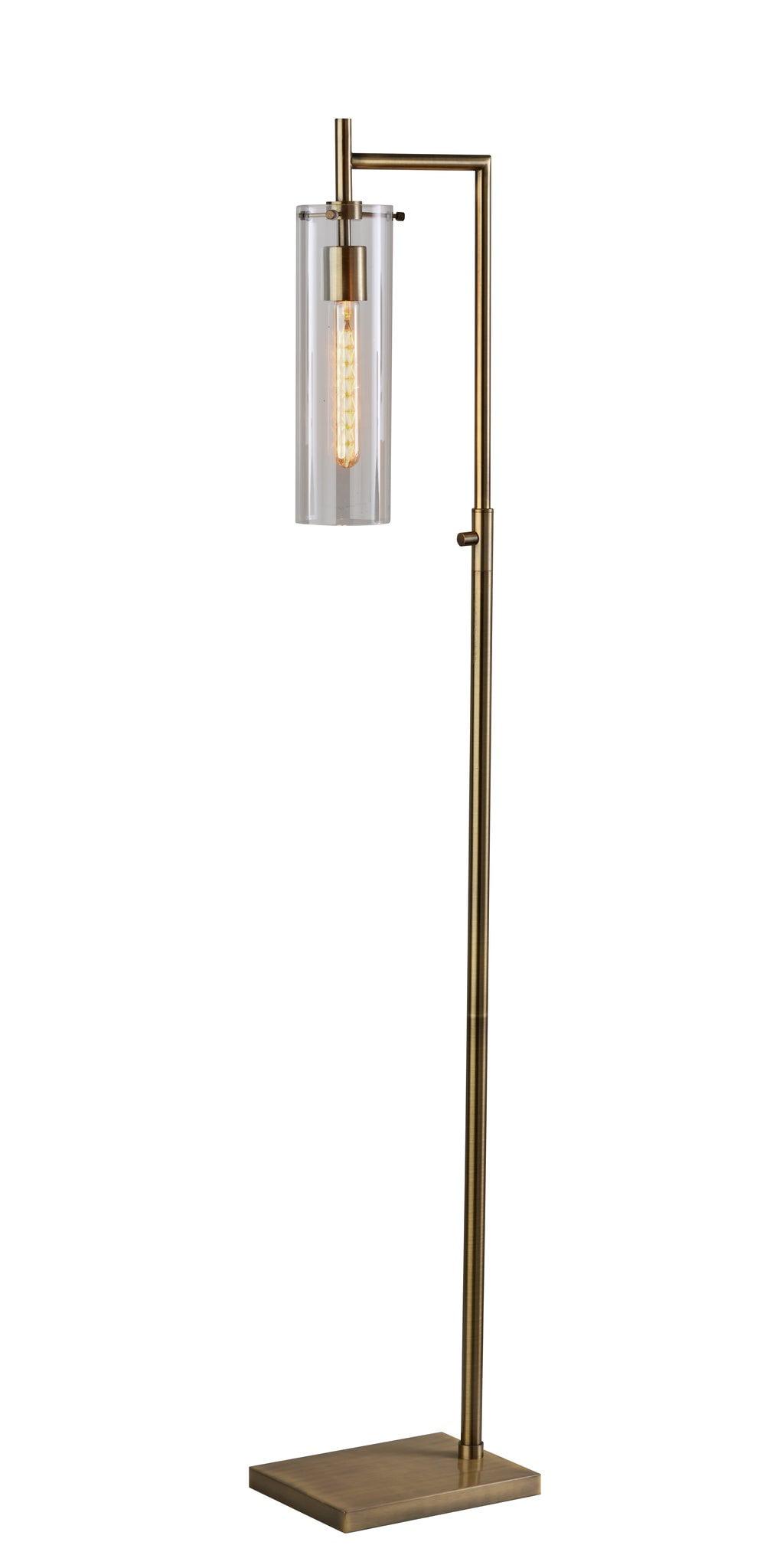 Edison Antique Brass 25" Floor Lamp with Glass Shade