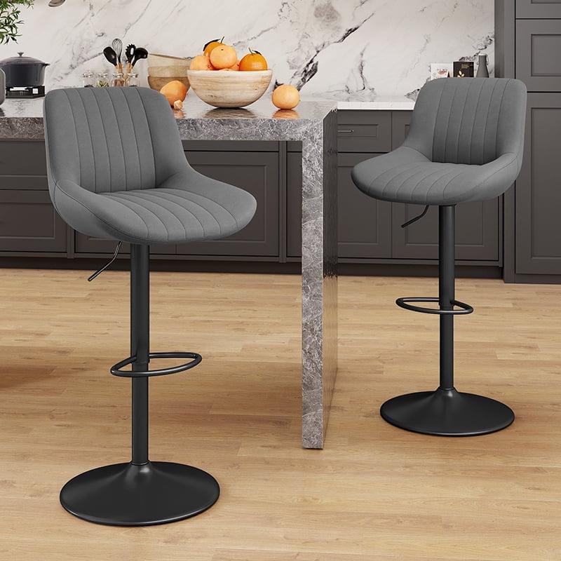 17 Stories Jaiven Swivel Upholstered Adjustable Height Counter Stool with Metal Frame (Set of 2)