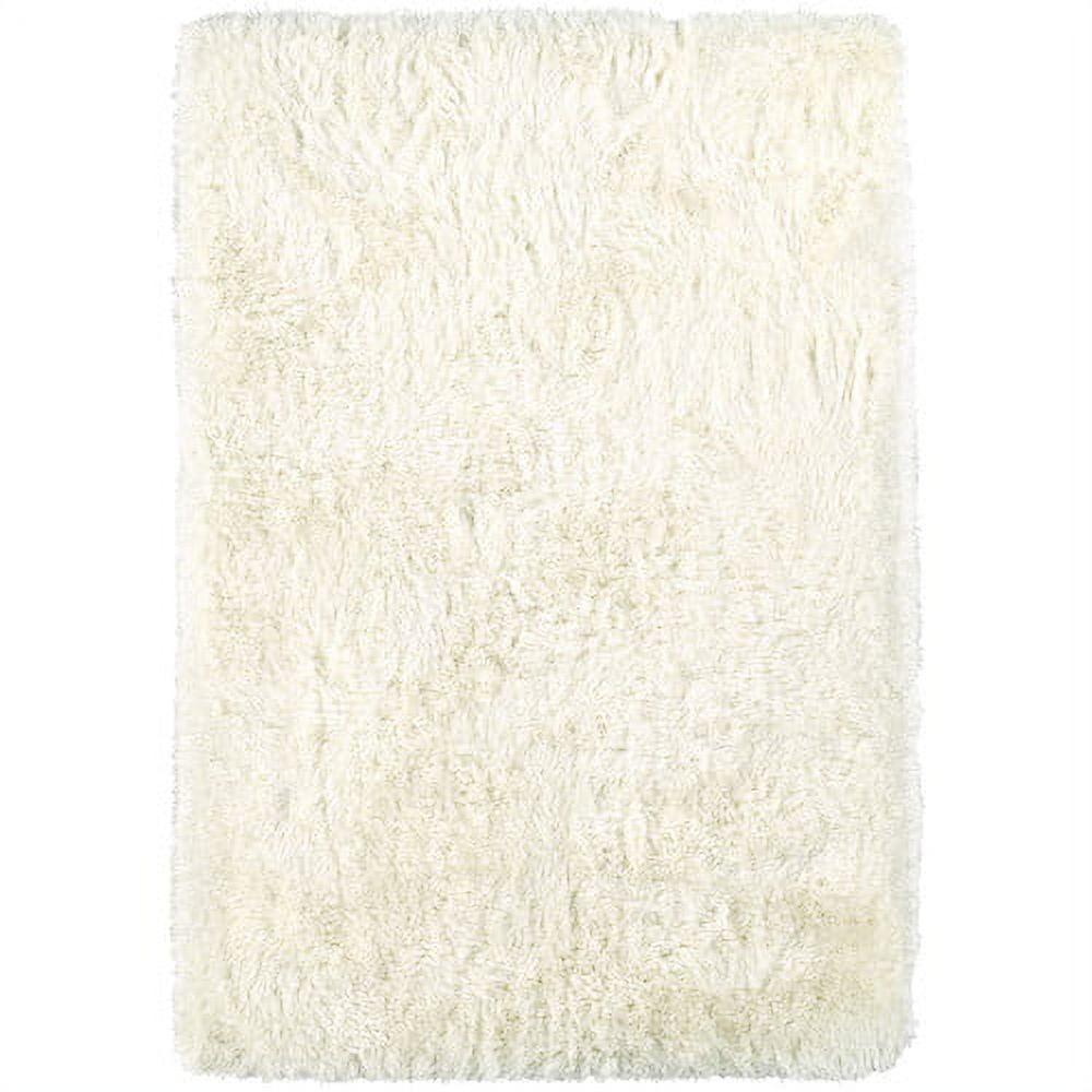 Ivory Hand-Tufted Shag Rug with Cotton Backing, 5' x 7'