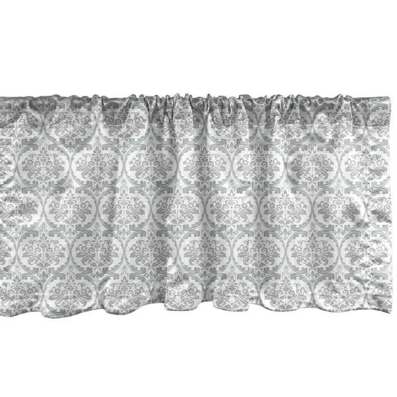 Ambesonne Ambesonne Damask Grey Valance Pack of 2 Flowers Swirling Ornate Pale Grey and White