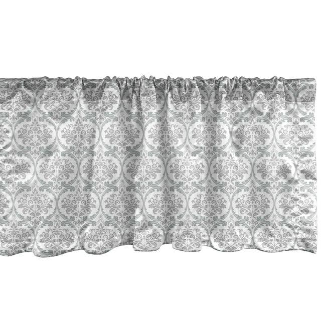 Ambesonne Ambesonne Damask Grey Valance Pack of 2 Flowers Swirling Ornate Pale Grey and White
