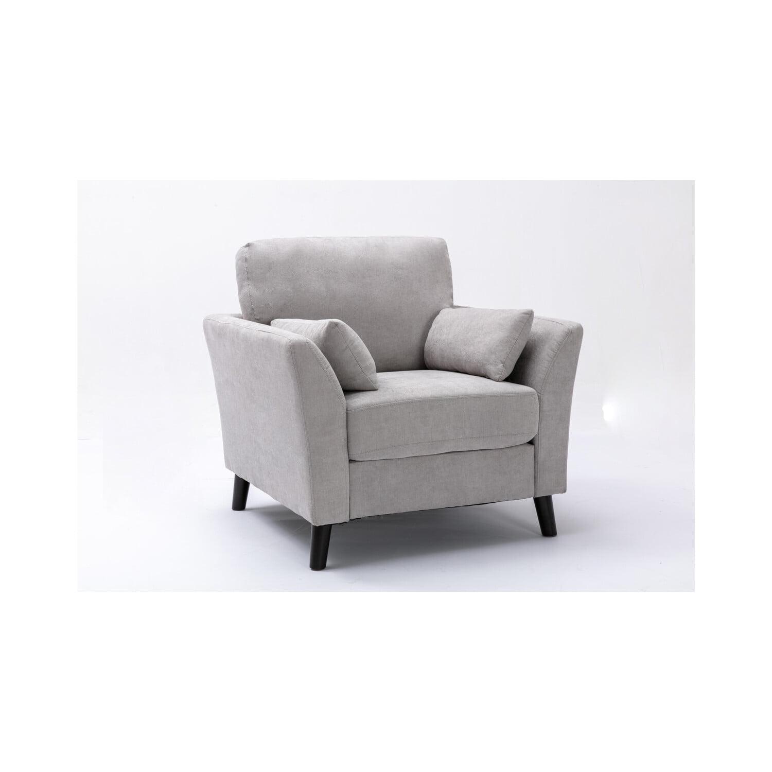 Elegant Light Gray Velvet and Linen Accent Chair