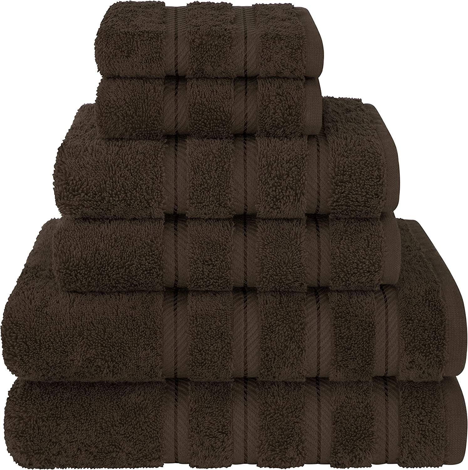 American Soft Linen Bekos 6 Piece Towel Set, 100% Cotton Bath Towel Set for Bathroom, Brown