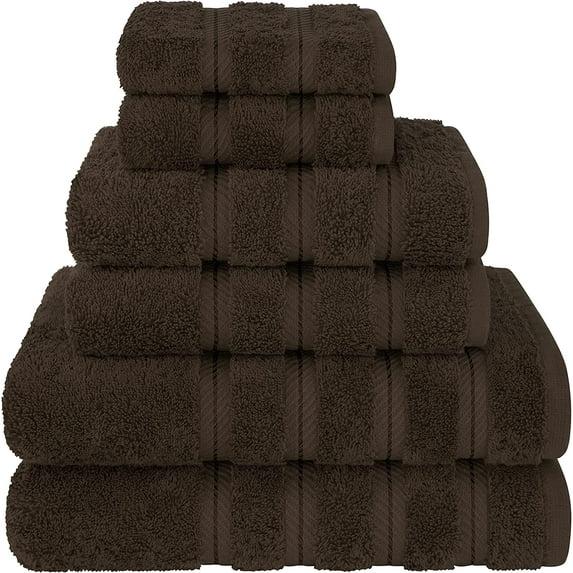 American Soft Linen Bekos 6 Piece Towel Set, 100% Cotton Bath Towel Set for Bathroom, Brown