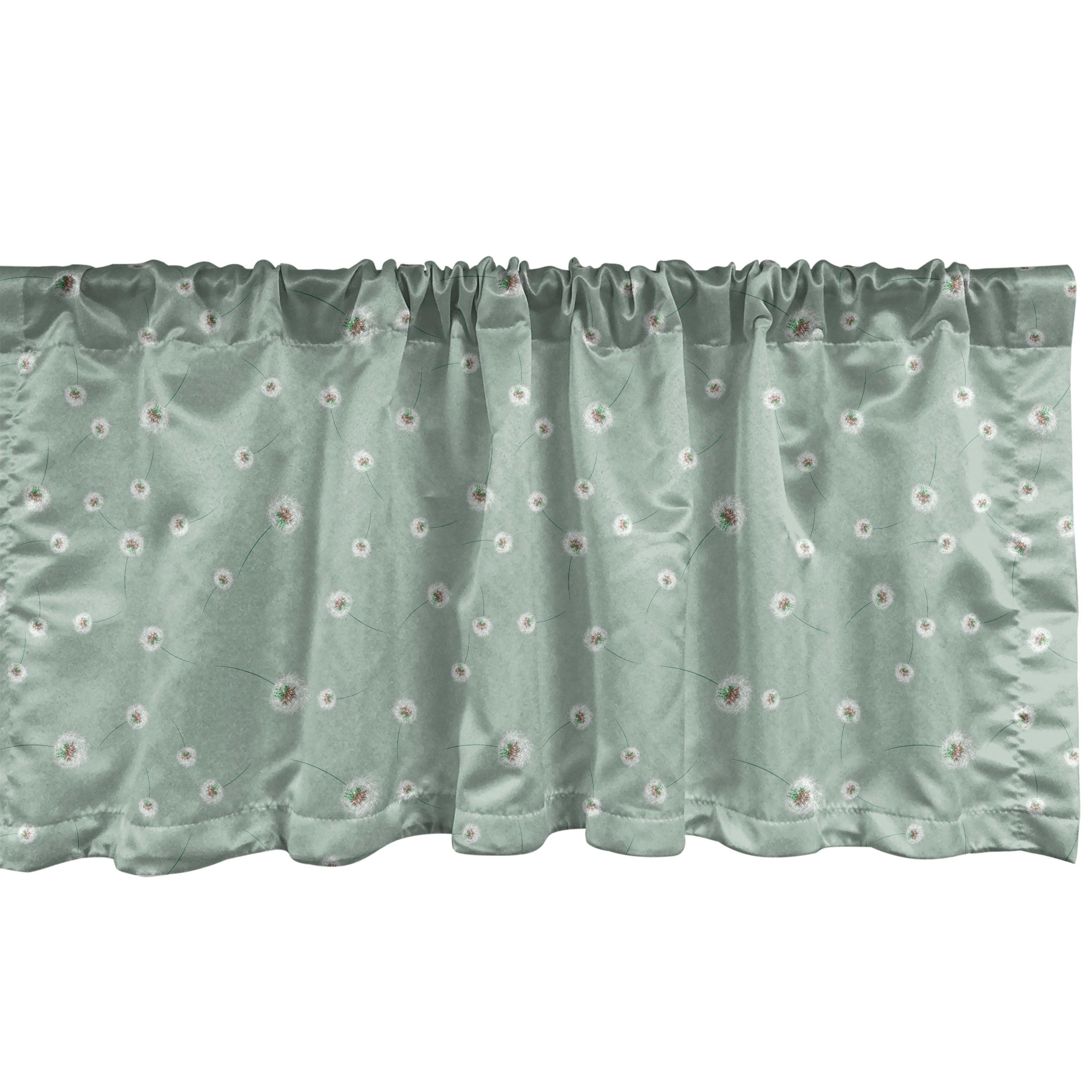 Ambesonne Dandelion Valance Pack of 2 Spring Flowers Botanical Almond Green and White