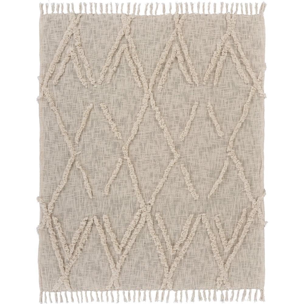 Natural Diamond Tufted Organic Cotton 50" x 60" Throw Blanket