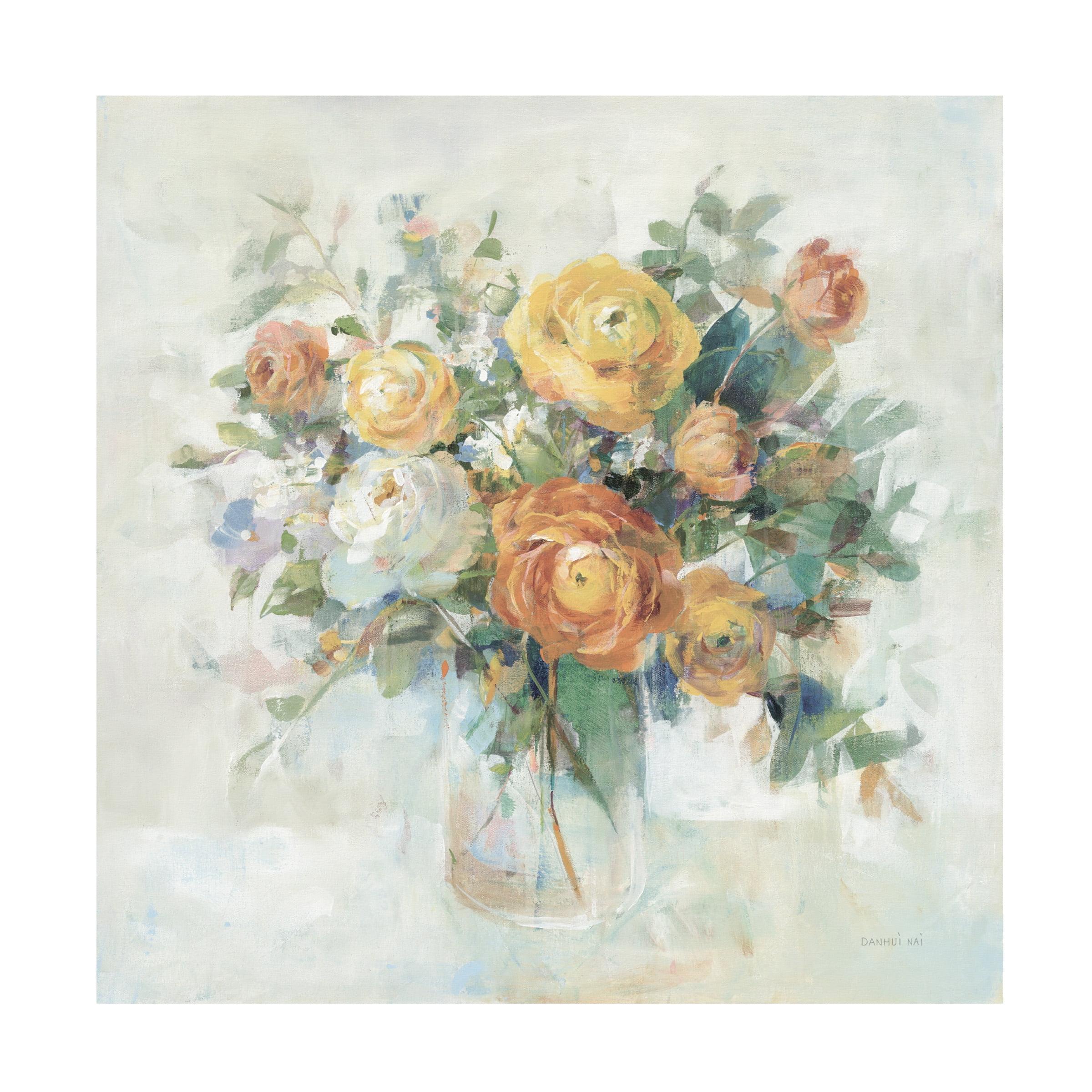 Blooming Splendor Neutral Floral Canvas Art 24" x 24"