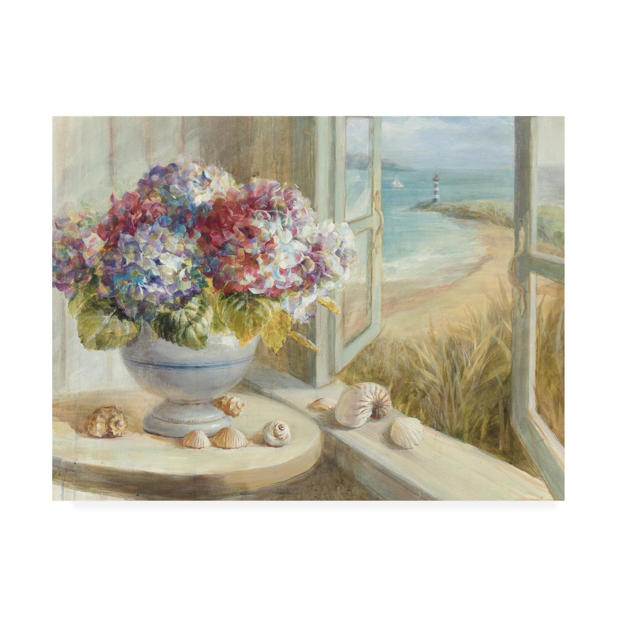 Trademark Fine Art -Danhui Nai 'Coastal Hydrangea' Canvas Art