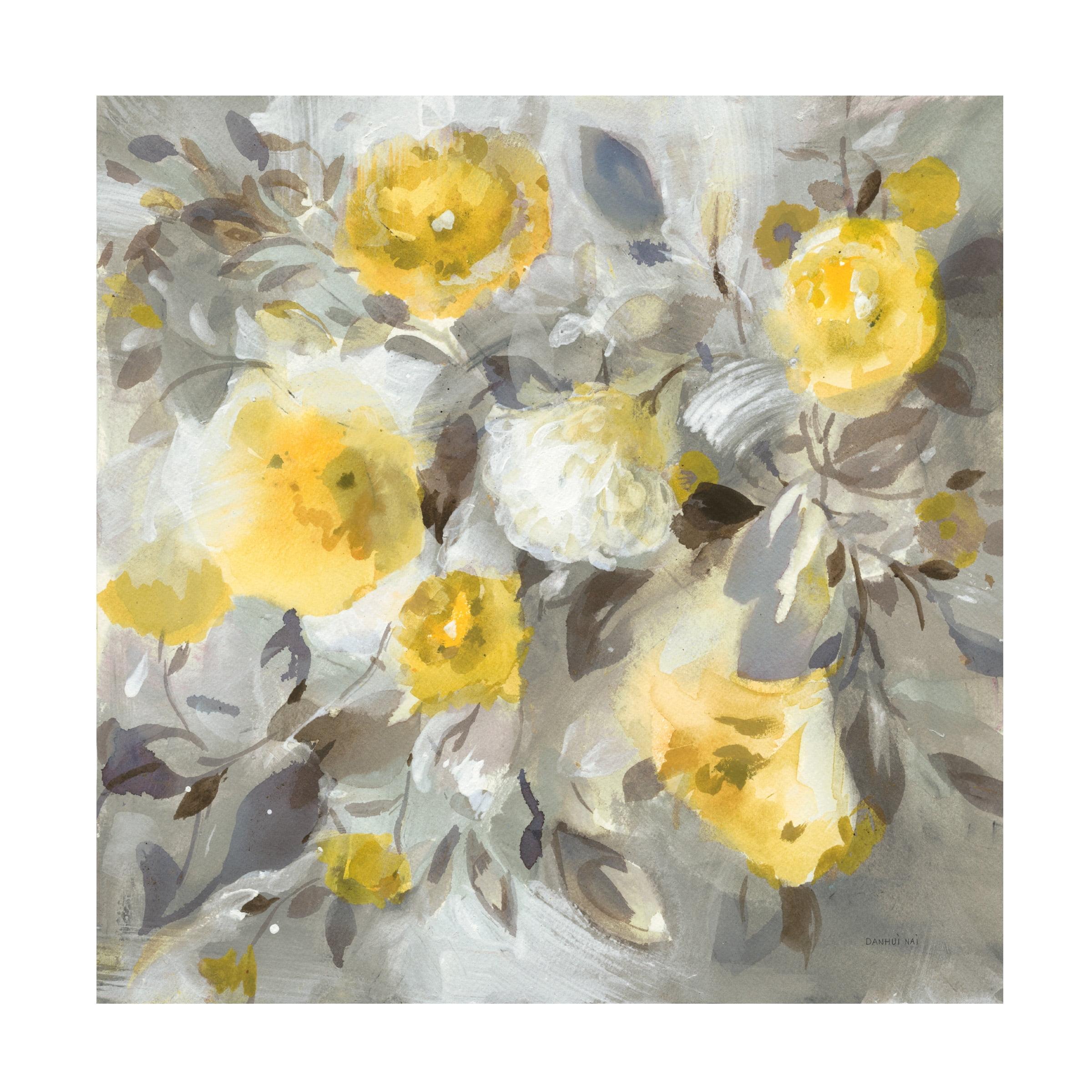 Trademark Fine Art -Danhui Nai 'Floral Uplift Yellow Gray' Canvas Art