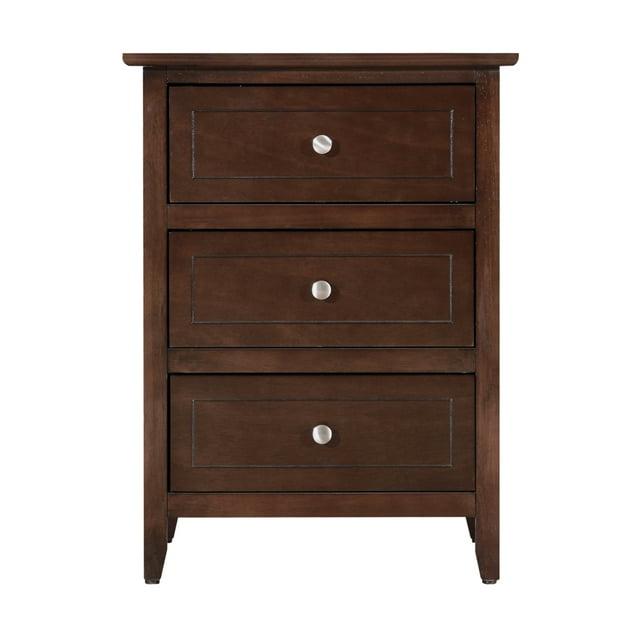 Passion Furniture Daniel 3-Drawer Cappuccino Nightstand (25 in. H x 19 in. W x 15 in. D)