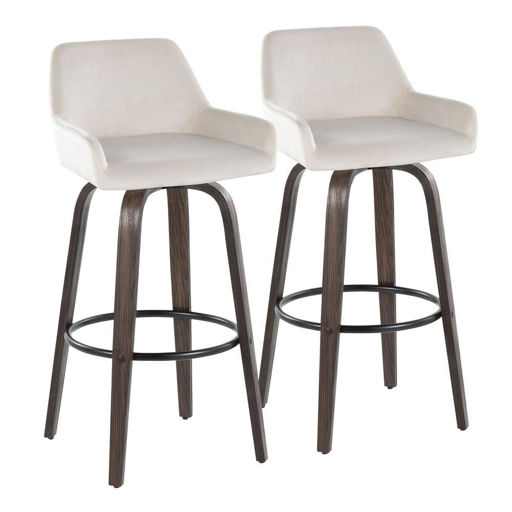 LumiSource Brown Daniella 30" Fixed-Height Barstool - Set of 2