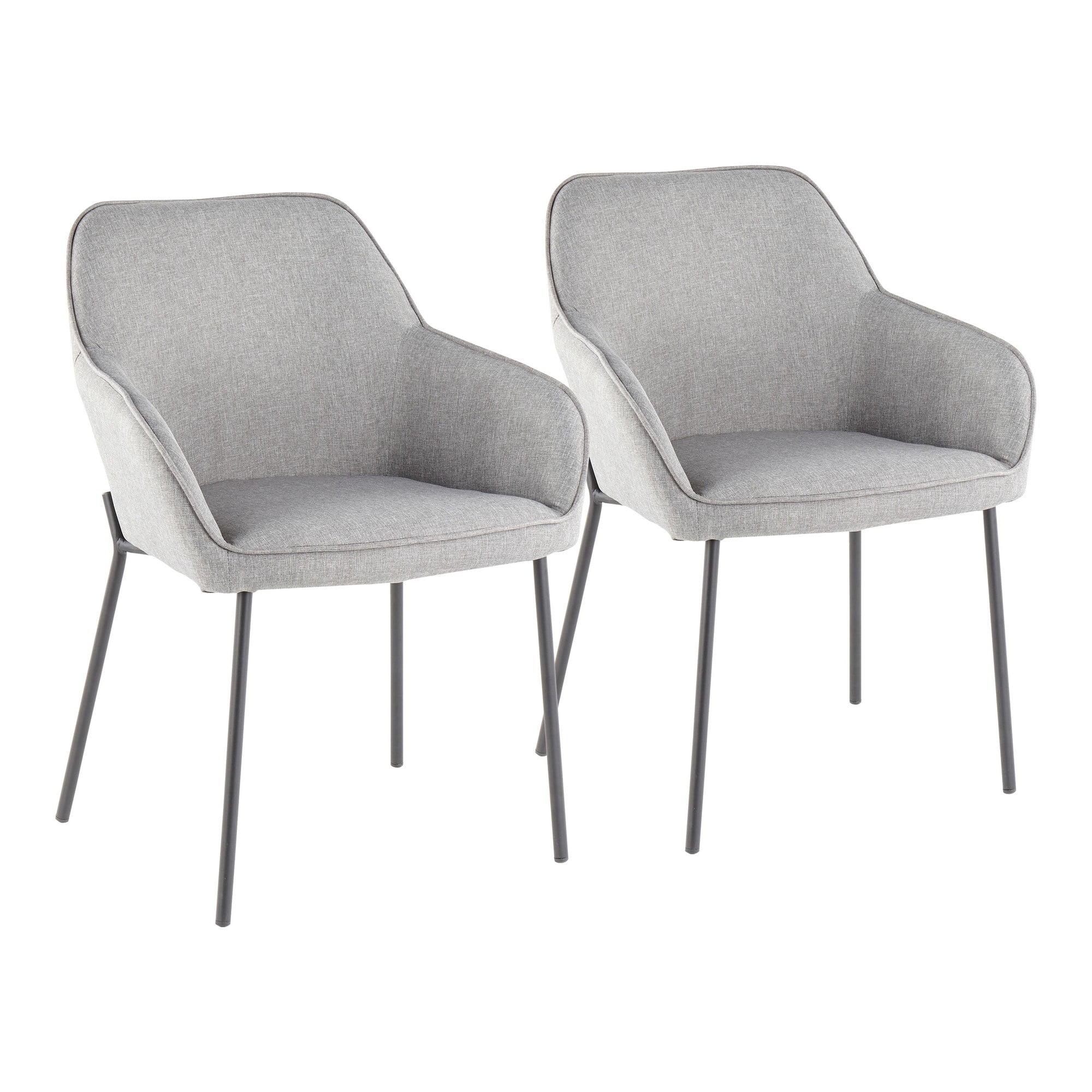 Daniella Contemporary Dining Chair in Black Metal and Grey Fabric by LumiSource - Set of 2