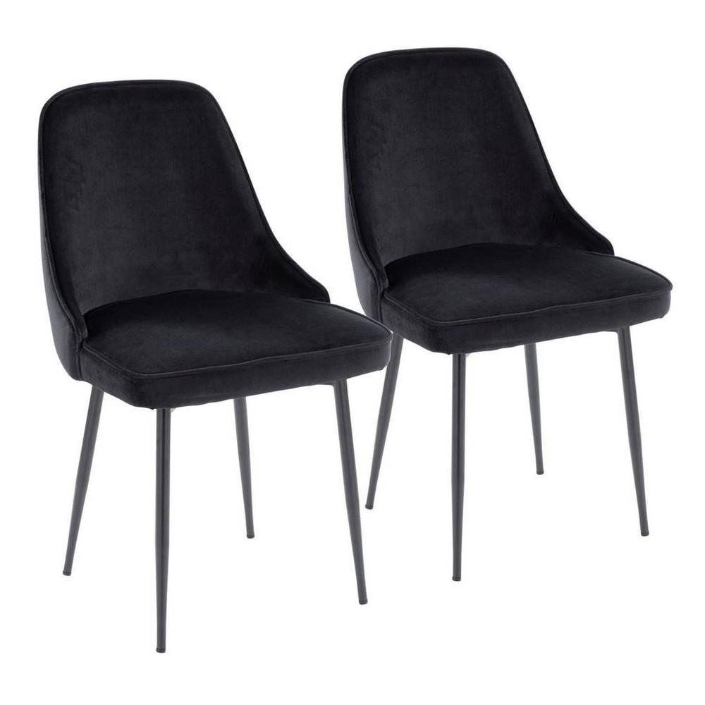 Set of 2 Daniella PU Leather/Steel Dining Chairs Black - LumiSource: Contemporary Style, Metal Base, Armrests