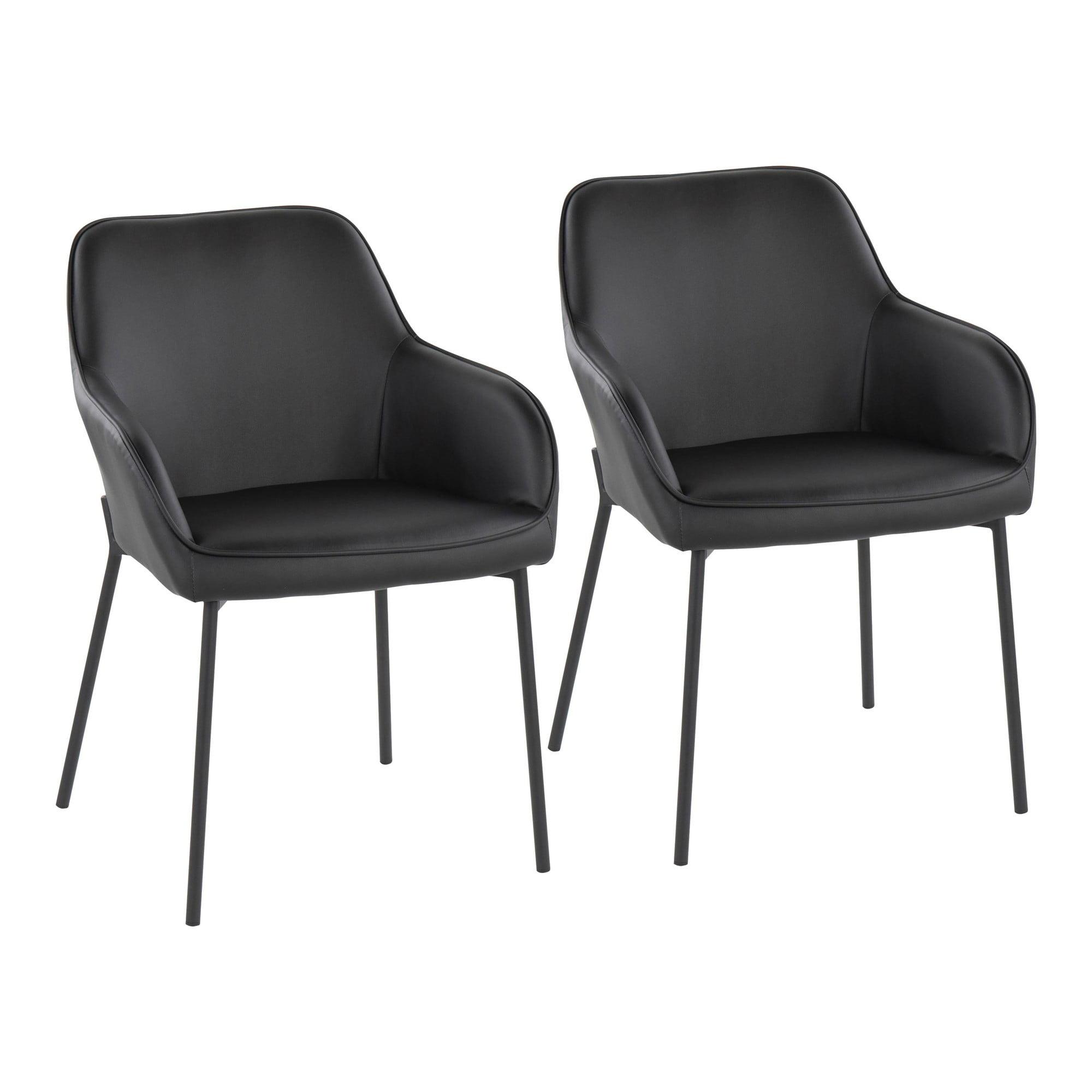 Set of 2 Daniella PU Leather/Steel Dining Chairs Black - LumiSource: Contemporary Style, Metal Base, Armrests