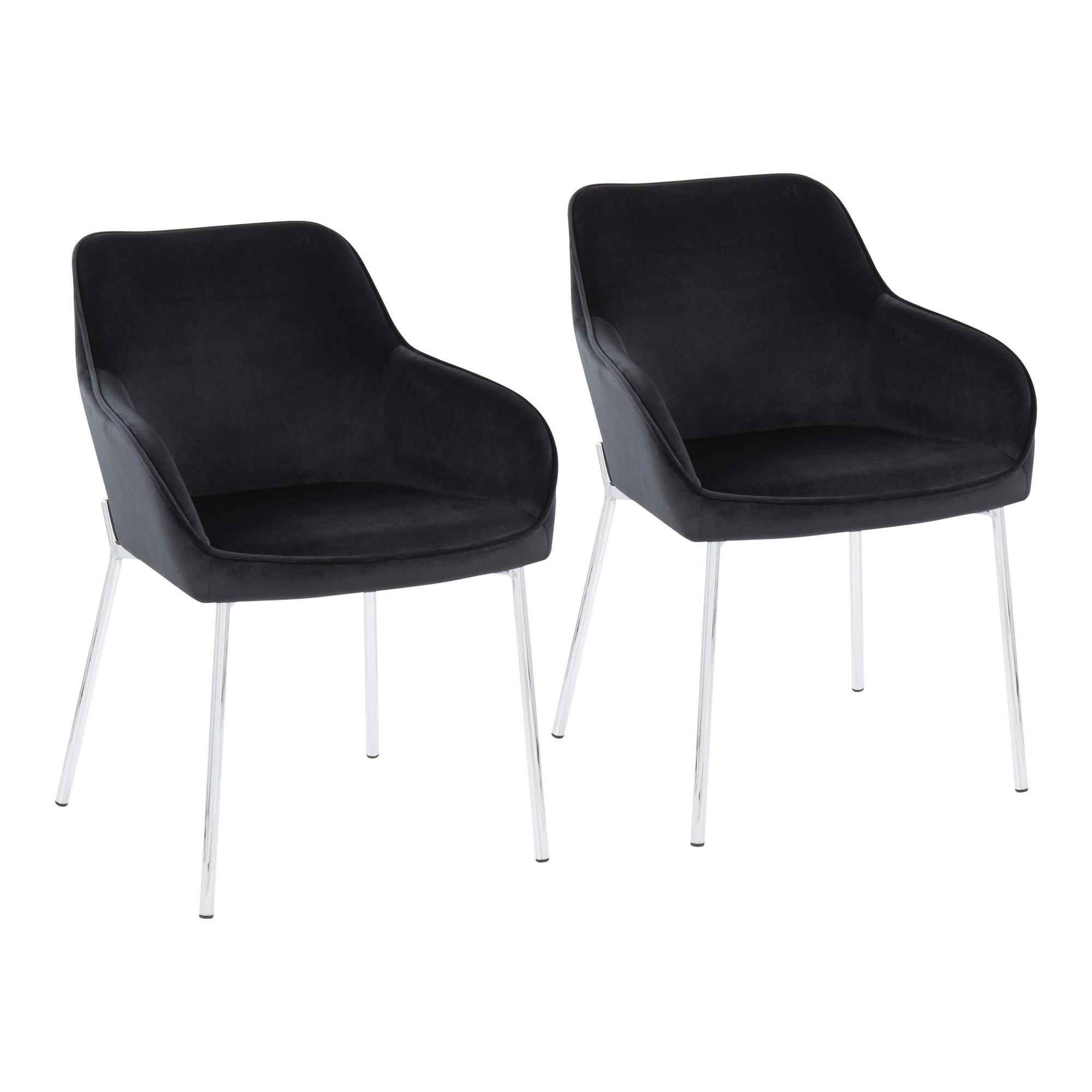 Daniella 24" Black Velvet and Chrome Steel Upholstered Dining Chairs