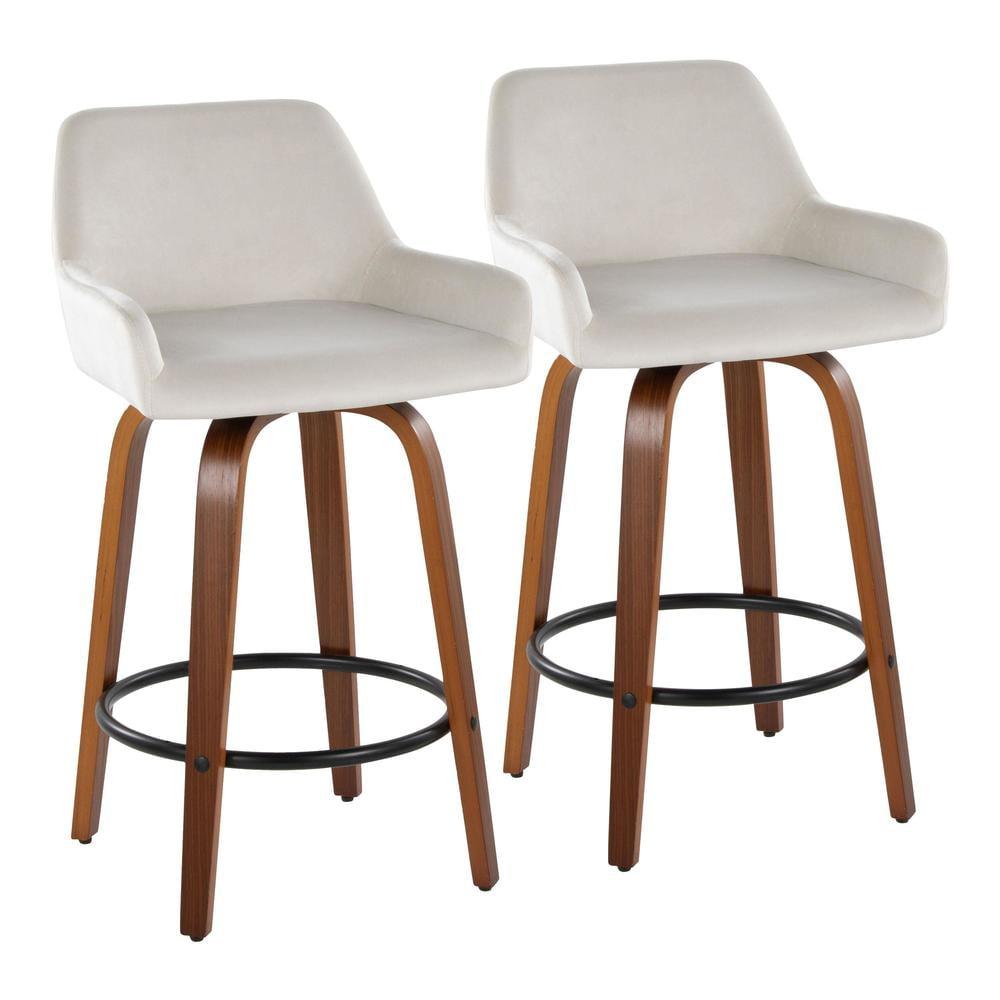 Cassiopeia Fixed-Height Fabric Upholstered Bar & Counter Stool with Bent Wood Legs