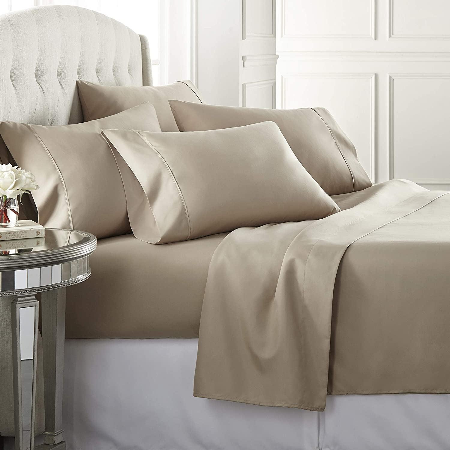 Danjor Linens 1800 Series Microfiber 4 Piece Bedding Sheet & Pillowcases Set with Deep Pockets, Twin, Taupe