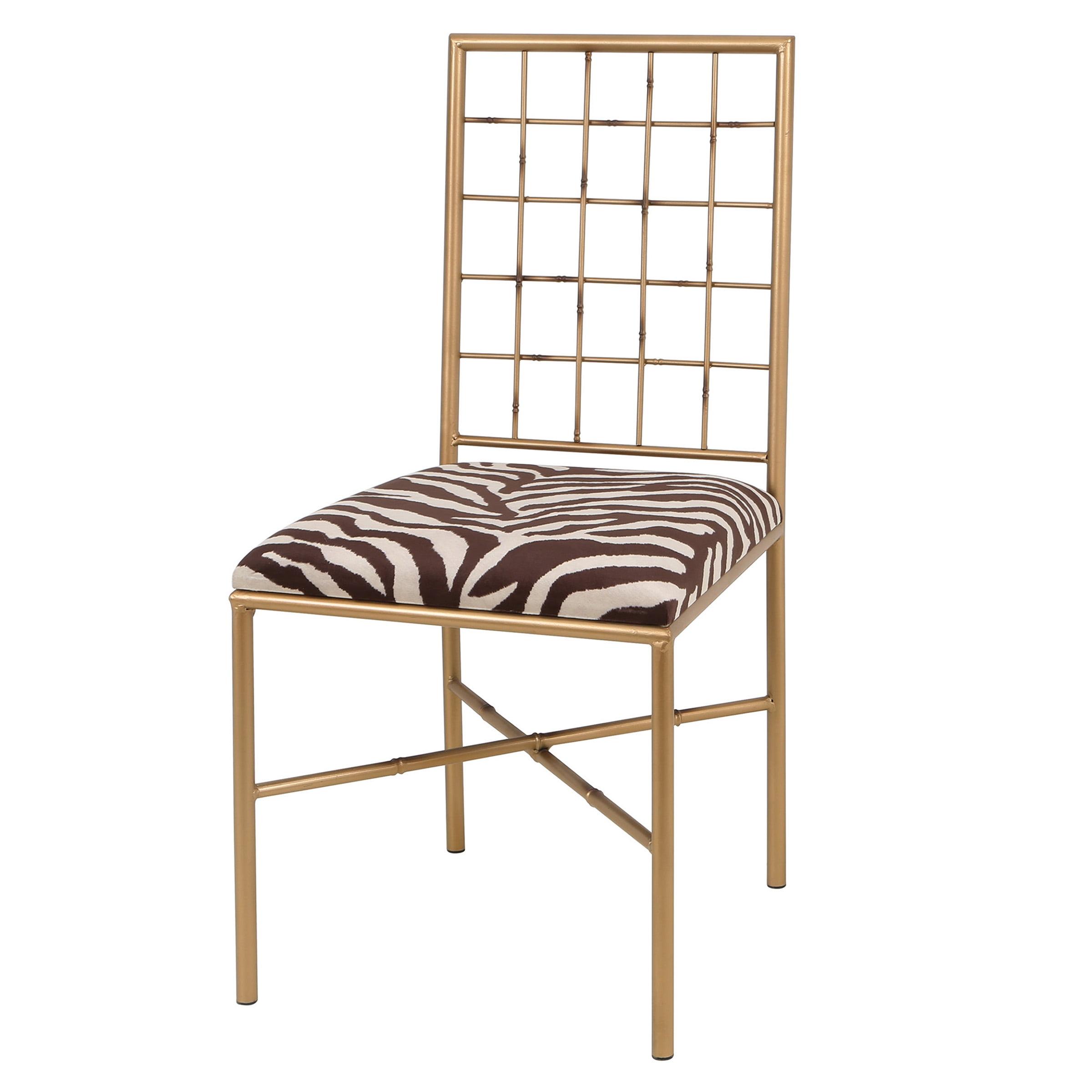 Elegant Brown Velvet & Wood Side Chair with Metal Accents