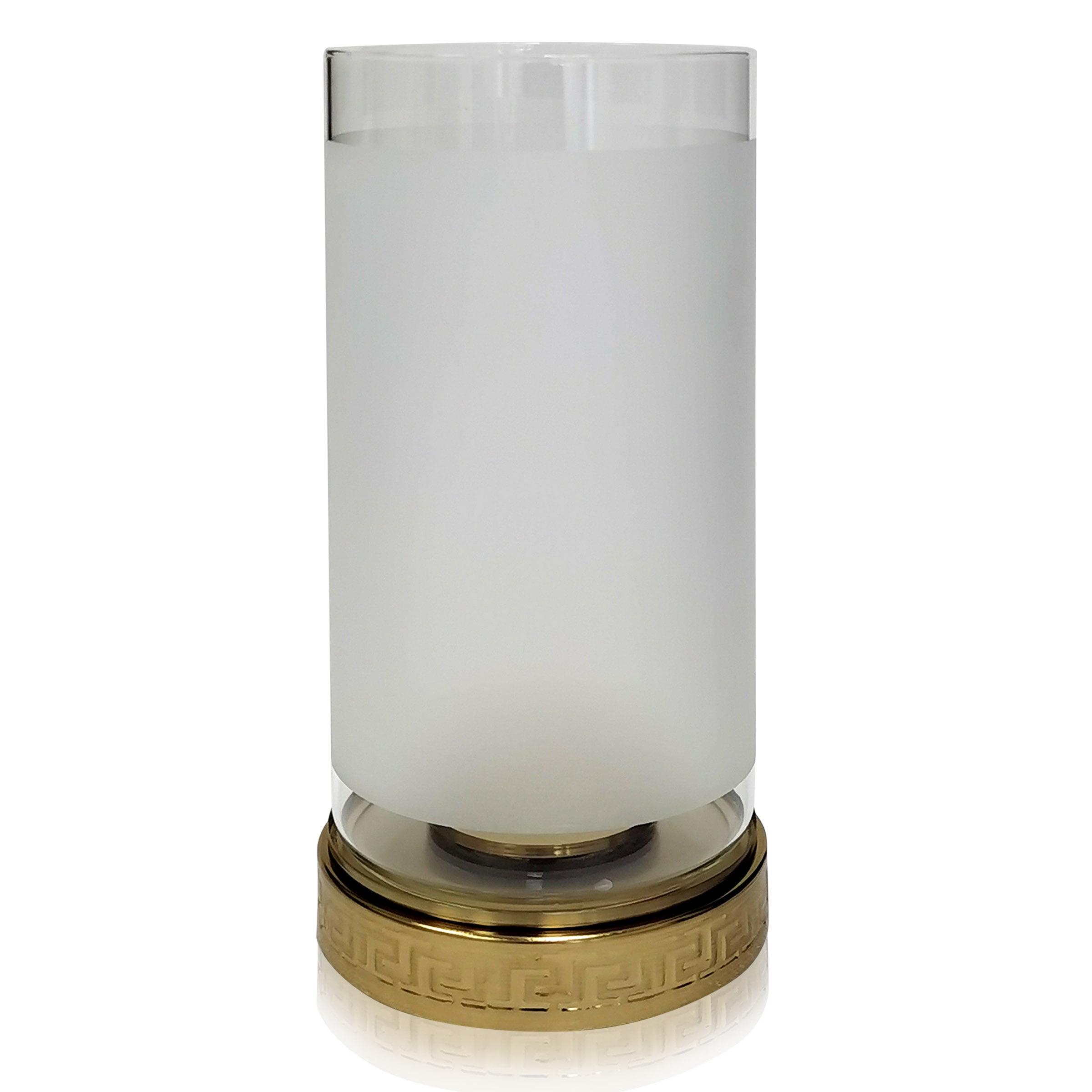 Dann Foley 12.5" Brass and Glass Hurricane Candle Holder