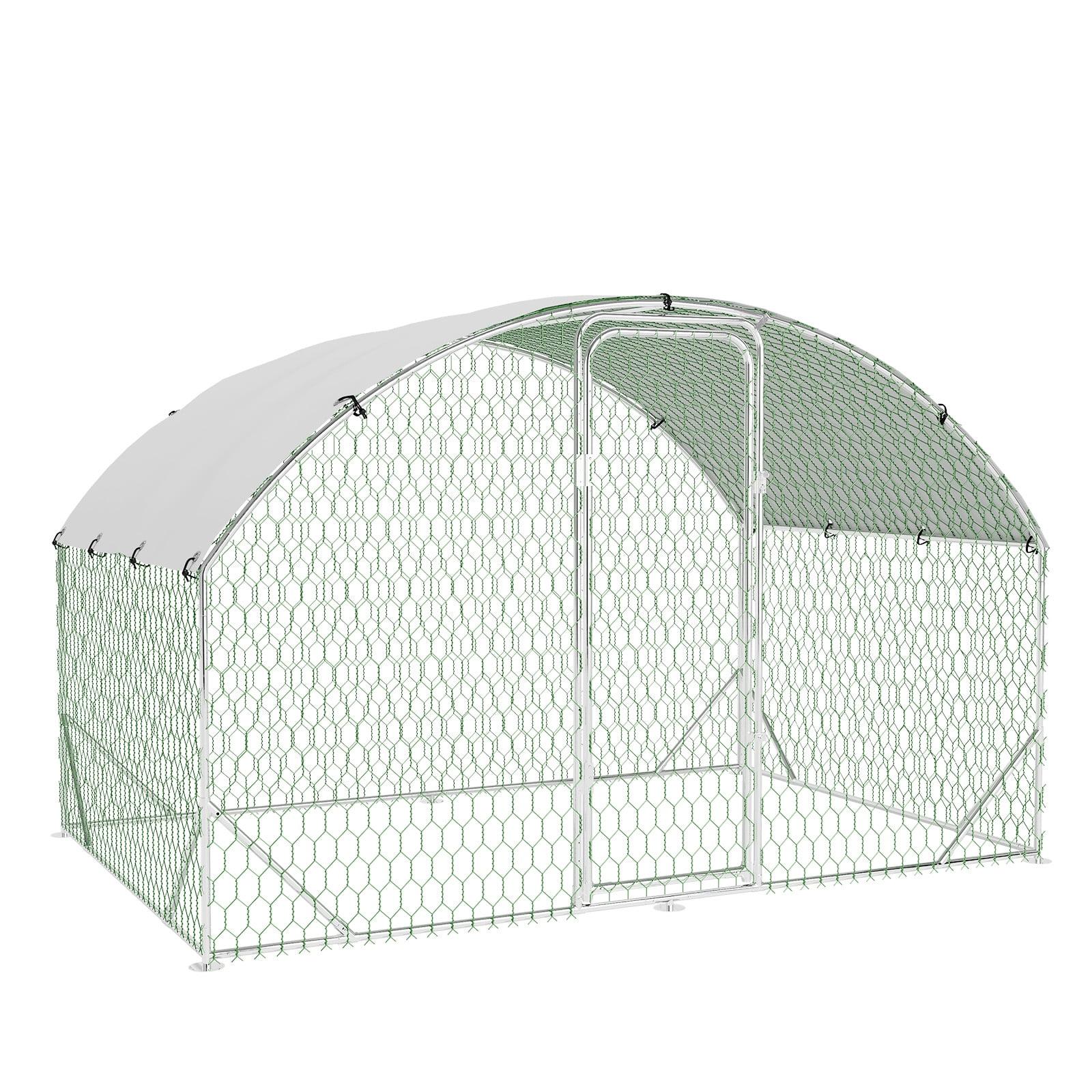 Large Green Metal Chicken Coop with Waterproof Cover