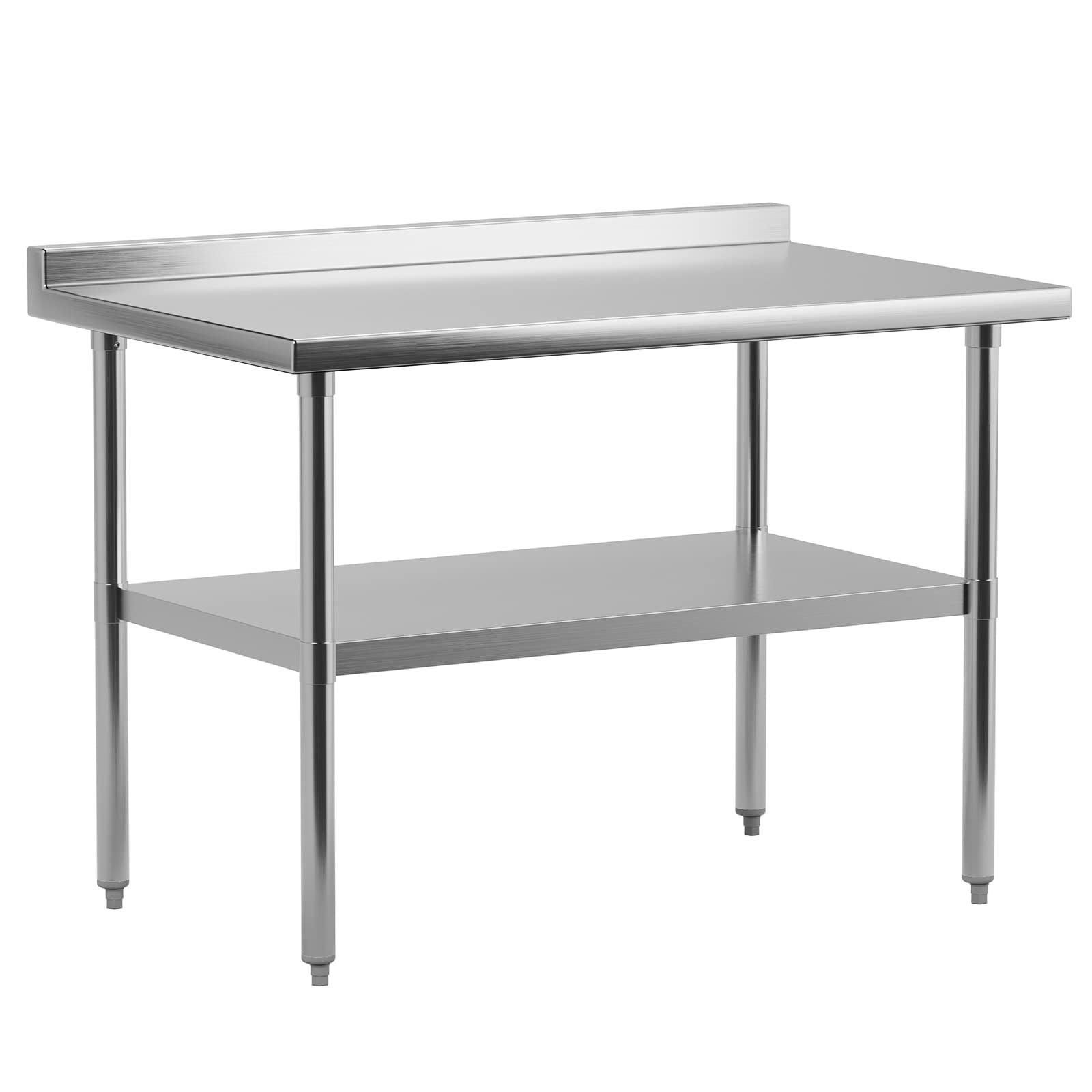 48" x 24" Stainless Steel Work Table with Backsplash